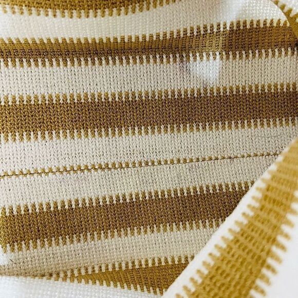 Vera Bradley White Gold Tan Striped Rope Handle Beach Bag Tote - Picture 9 of 10